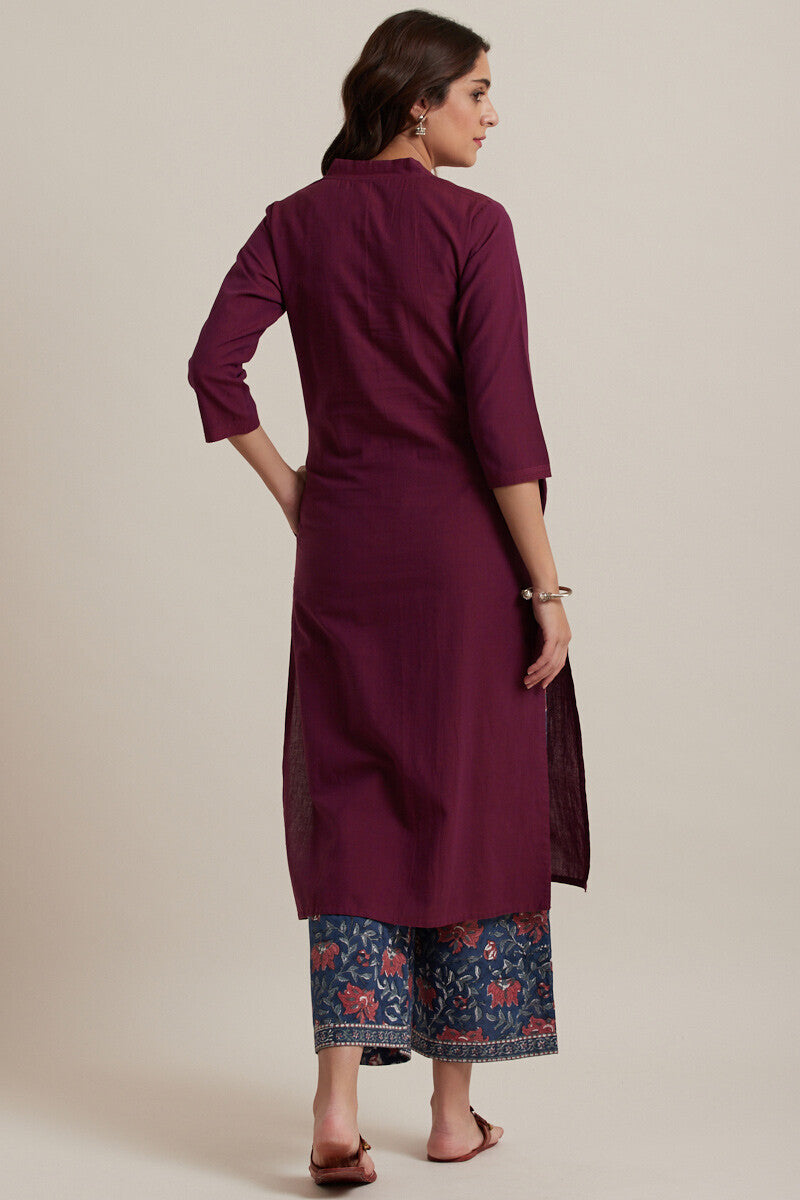 Roza Zoya Wine Kurta