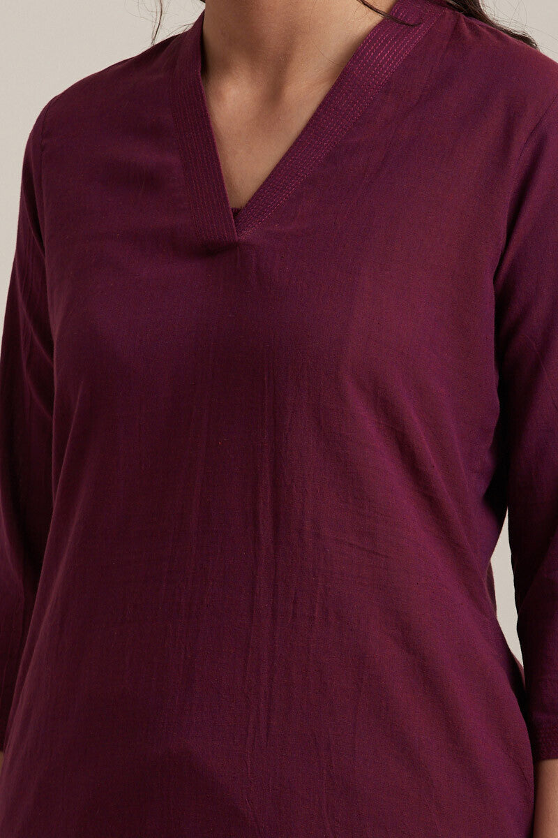 Roza Zoya Wine Kurta
