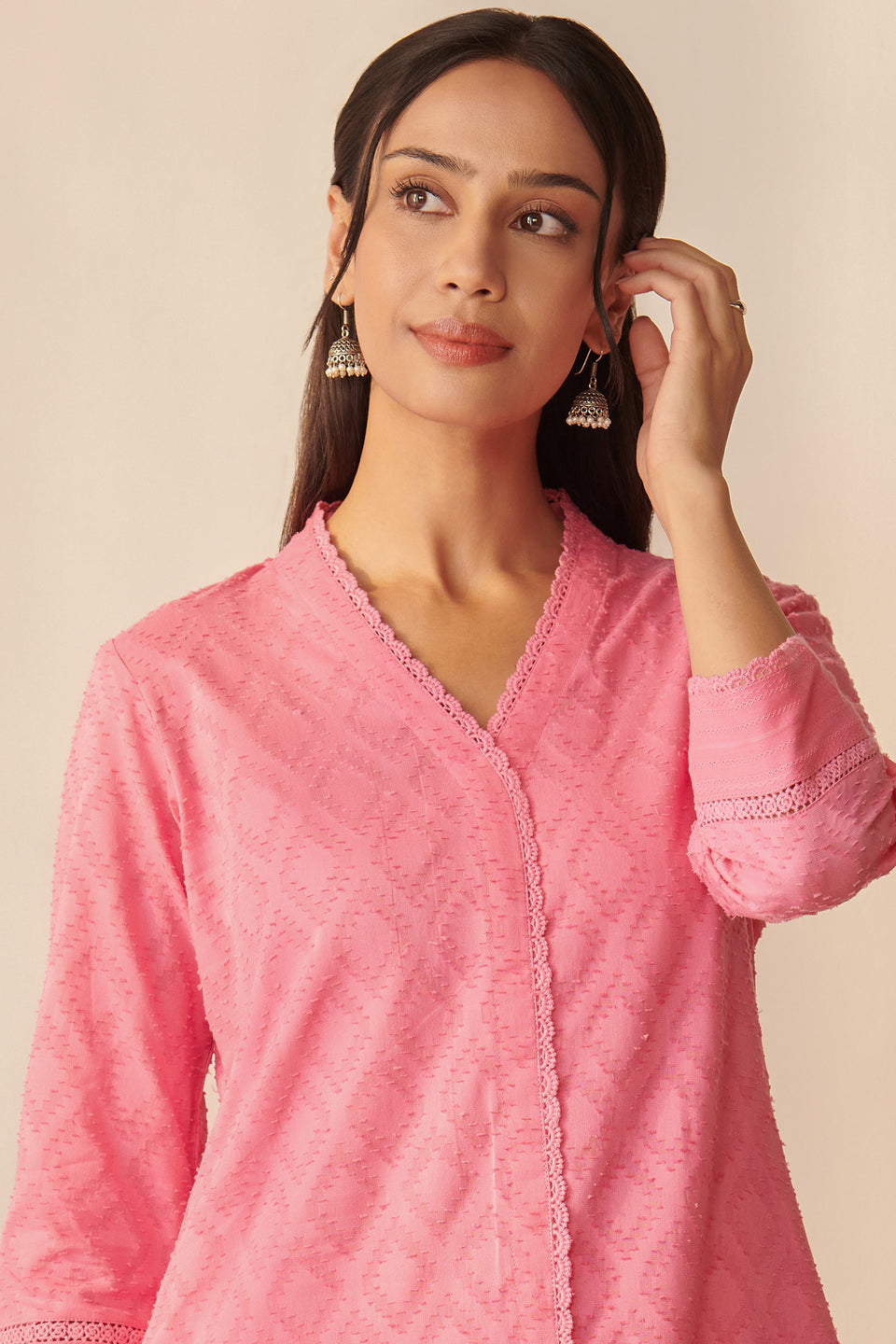 Roza Naimat Strawberry Pink Kurta