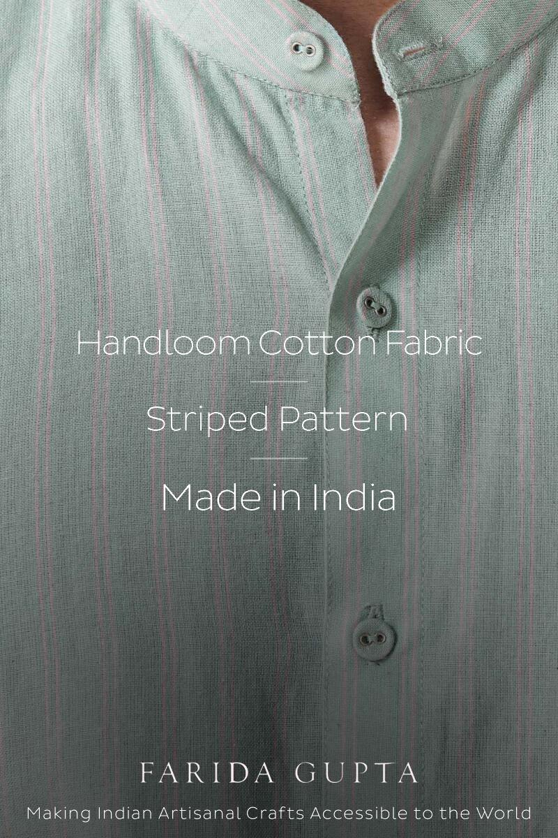 Zaid Sea Green Stripe Handloom Shirt