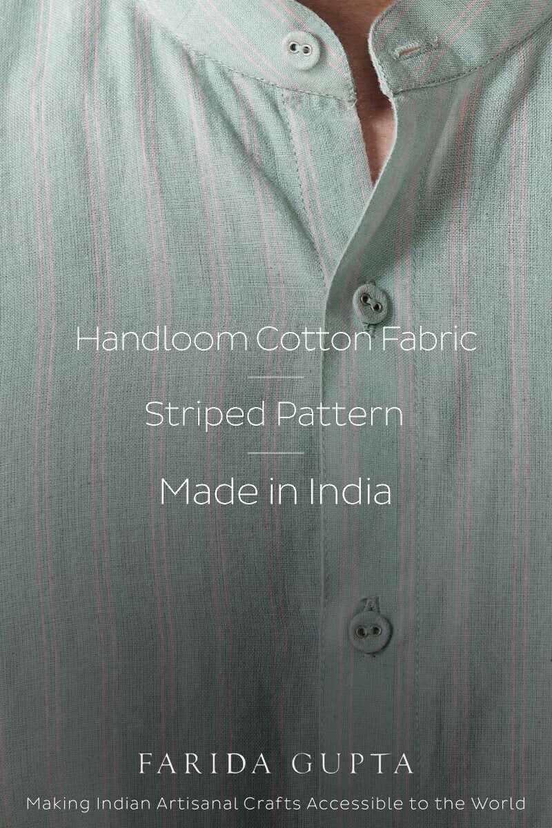 Zaid Sea Green Stripe Handloom Shirt