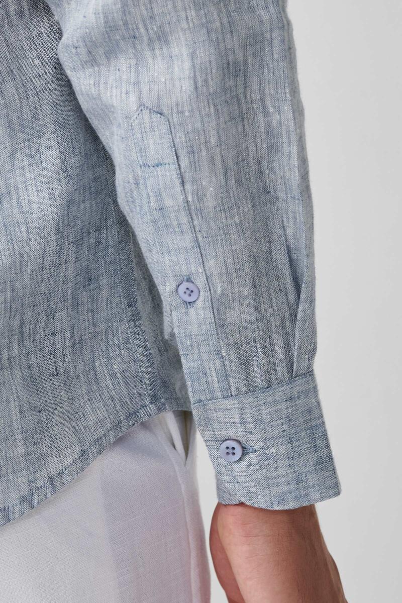 Zaid Blue Linen Shirt