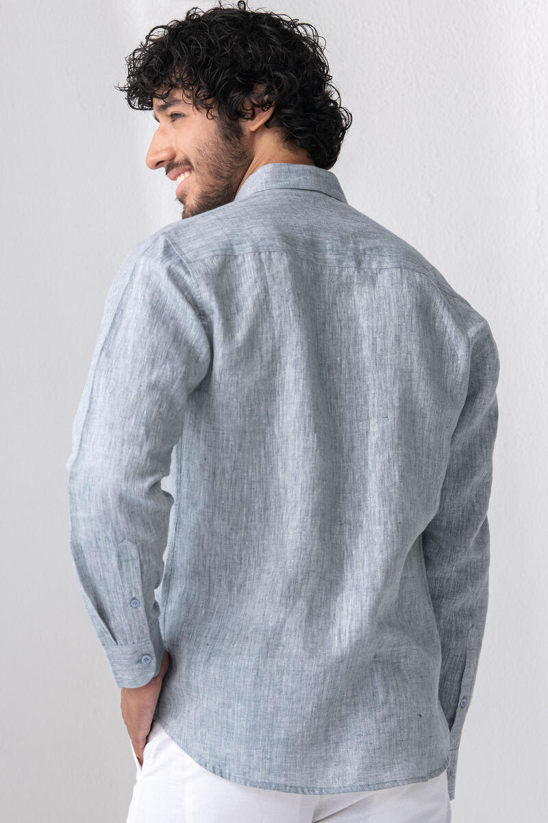 Zaid Blue Linen Shirt