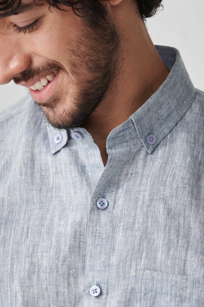 Zaid Blue Linen Shirt