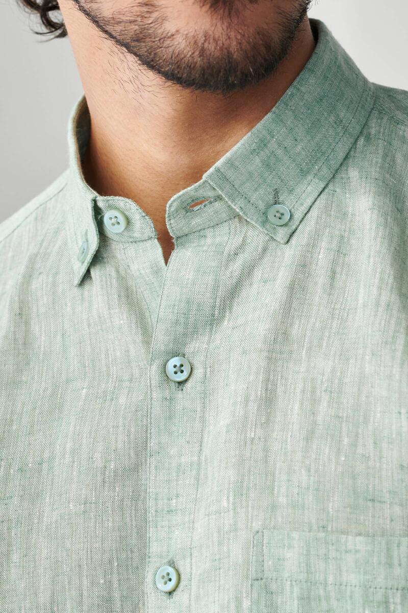 Zaid Green Linen Shirt