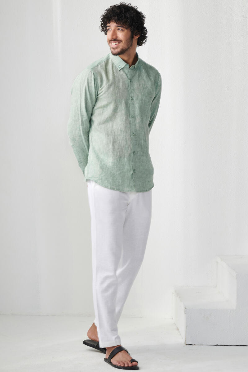 Zaid Green Linen Shirt