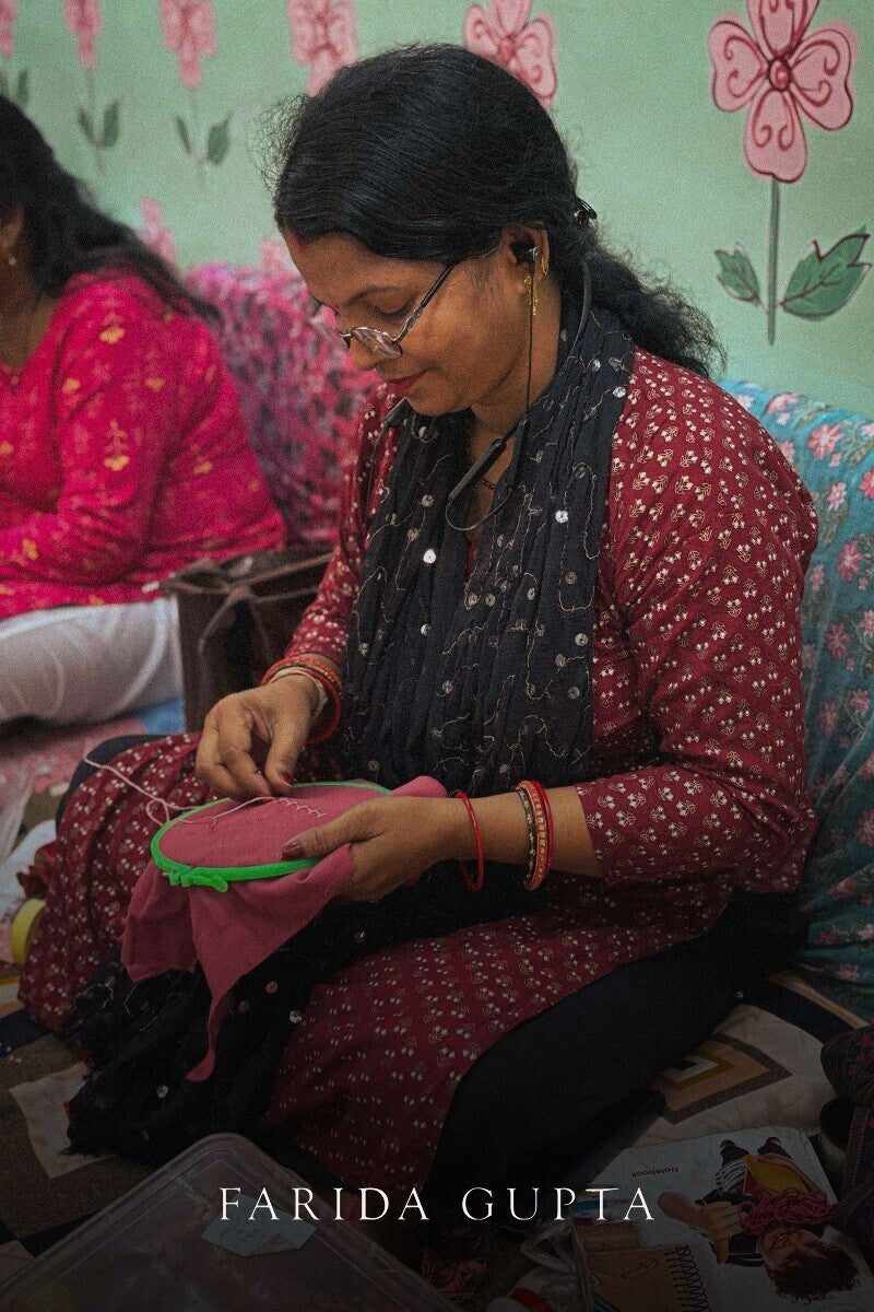 Kashida Kiara Red Kurta