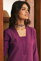 Roza Sehreen Wine Kurta