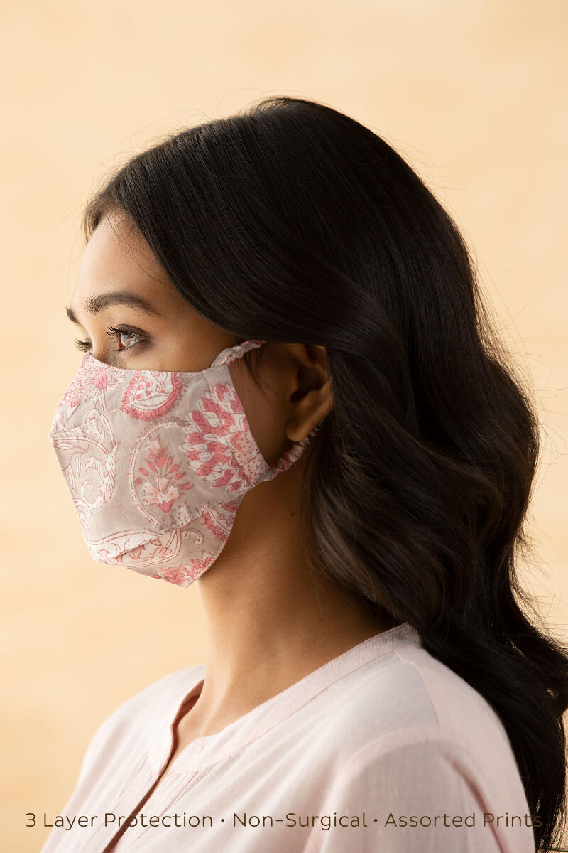 Pack of 3: Block-Printed Face Masks