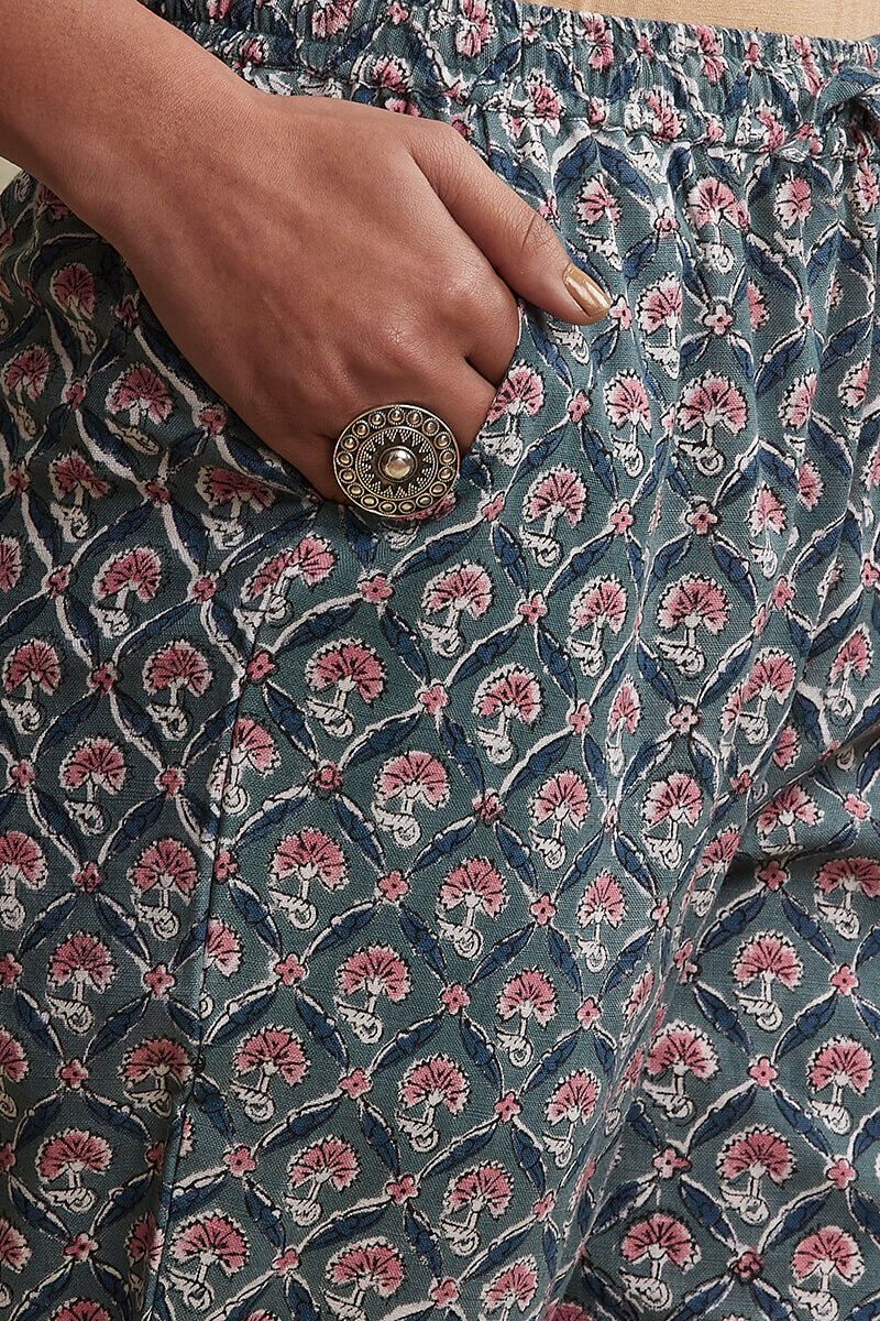 Zahabiya Mira Block Printed Narrow Pant